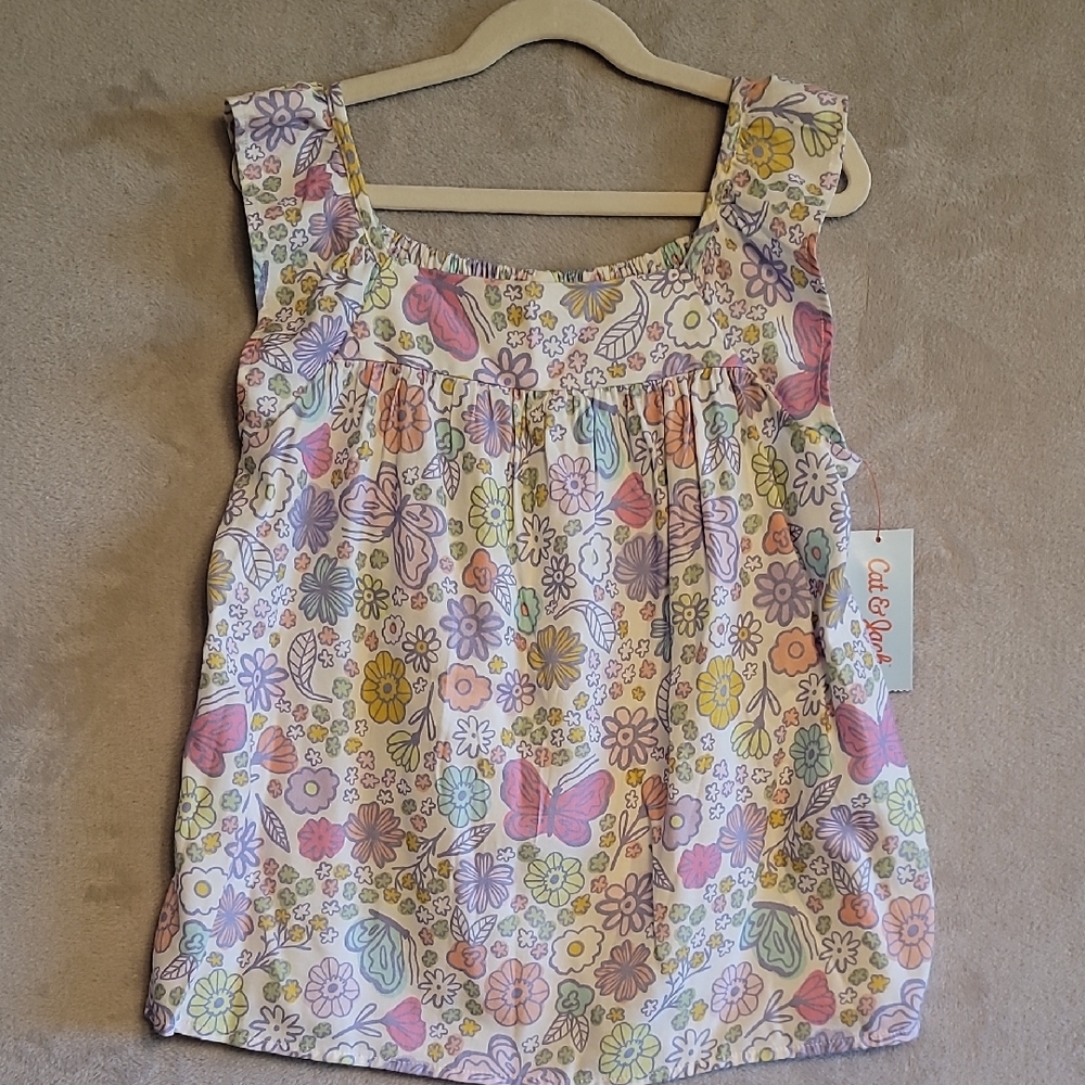 Cat & Jack Floral Kids Blouse - Pink, Yellow, Purple